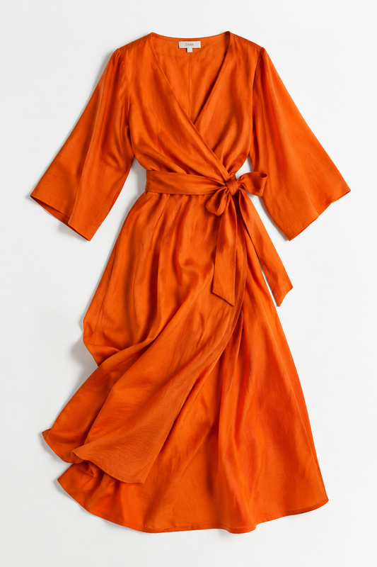 Rust Orange Floral Cotton Fabric Suit Set with Dupatta