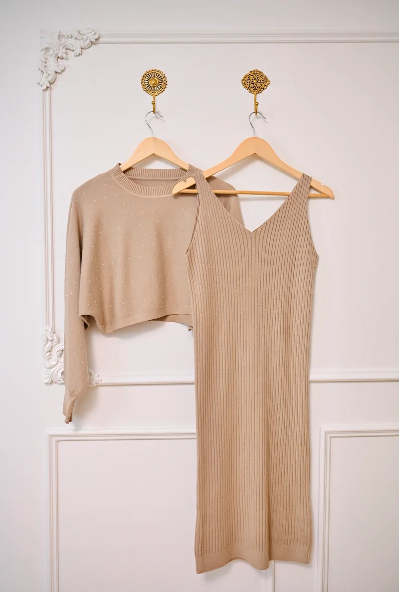 Vanilla Latte Winter Woollen Midi Dress