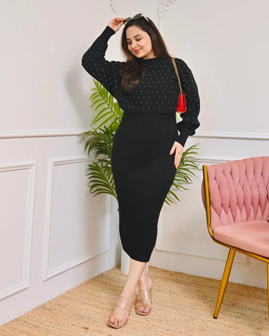 Maison Noir Winter Woollen Midi Dress