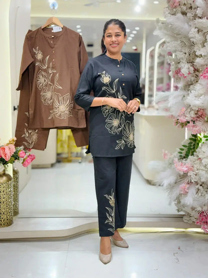Noor-e-Bloom Cotton Embroidered Co-Ord Set